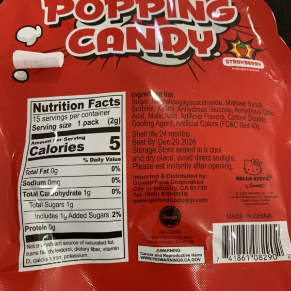 Hello Kitty Strawberry Popping Candy - Image 2