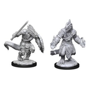 D&D Unpainted Mini Lizardfolk Barbarian & Lizardfolk Cleric
