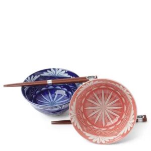 Bowl Set - Cobalt and Red Edo Kiriko