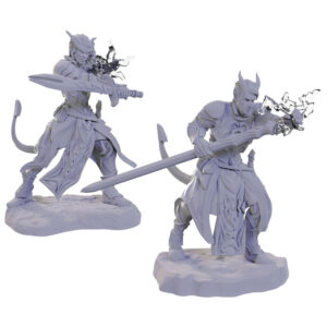 D&D Unpainted Mini Tiefling Warlocks